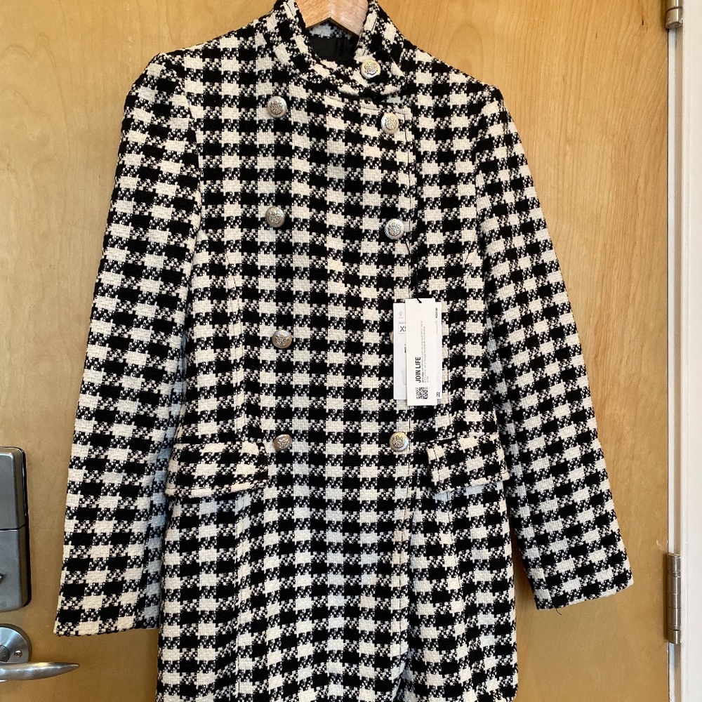 Zara houndstooth coat